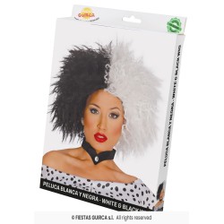 PERRUQUE NOIRE ET BLANCHE FEMME CRUELLE EBOURIFFEE