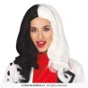 PERRUQUE NOIRE ET BLANCHE FEMME CRUELLE LONGS CHEVEUX LISSES SANS FRANGE PERRUQUE NOIRE ET BLANCHE FEMME CRUELLE LONGS CHEVEUX LISSES SANS FRANGE