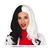 PERRUQUE NOIRE ET BLANCHE FEMME CRUELLE LONGS CHEVEUX LISSES SANS FRANGE PERRUQUE NOIRE ET BLANCHE FEMME CRUELLE LONGS CHEVEUX LISSES SANS FRANGE