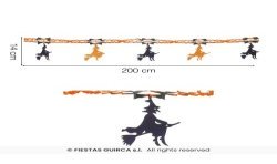 GUIRLANDE EN PAPIER SORCIERES NOIR ET ORANGE 33 CM X 2 M