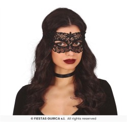 MASQUE LOUP NOIR DENTELLE BRODEE