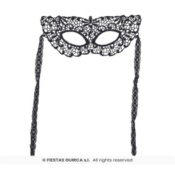 MASQUE LOUP NOIR DENTELLE BRODEE