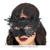 DEMI MASQUE BEC AVEC PLUMES OISEAU NOIR