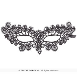 MASQUE LOUP NOIR DENTELLE BRODEE PAPILLON
