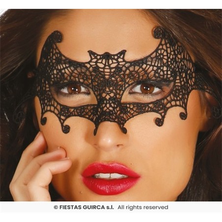 MASQUE LOUP NOIR DENTELLE BRODEE CHAUVE SOURIS