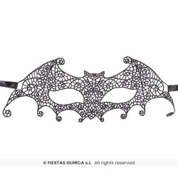 MASQUE LOUP NOIR DENTELLE BRODEE CHAUVE SOURIS