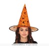 CHAPEAU DE SORCIERE ENFANT ORANGE AVEC IMPRIMES