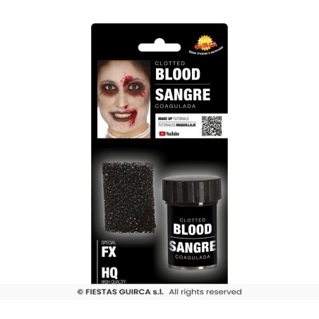FAUX SANG COAGULE EN POT AVEC EPONGE MAQUILLAGE BLESSURE HALLOWEEN 15 G