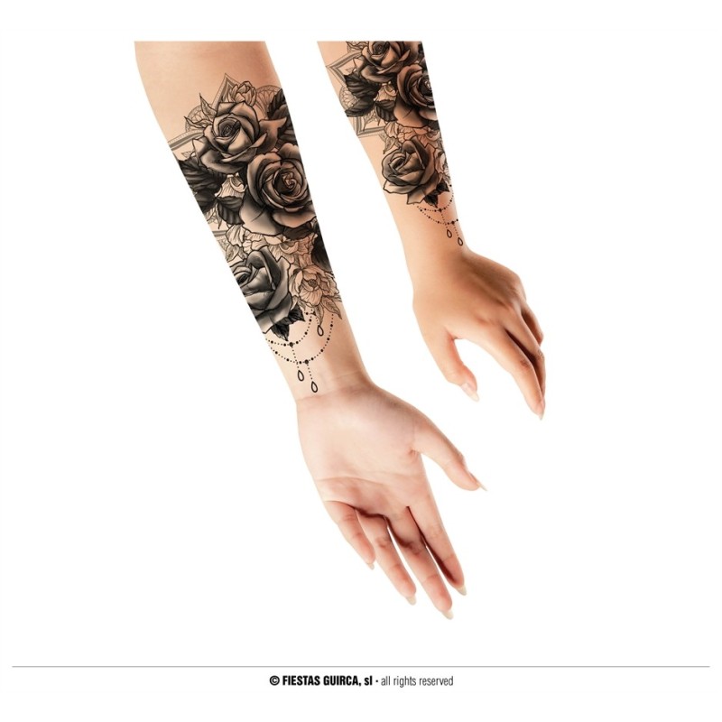 TATOUAGE ROSES NOIRES 30 X 14 CM TATOUAGE ROSES NOIRES 30 X 14 CM