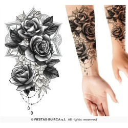 TATOUAGE ROSES NOIRES 30 X 14 CM