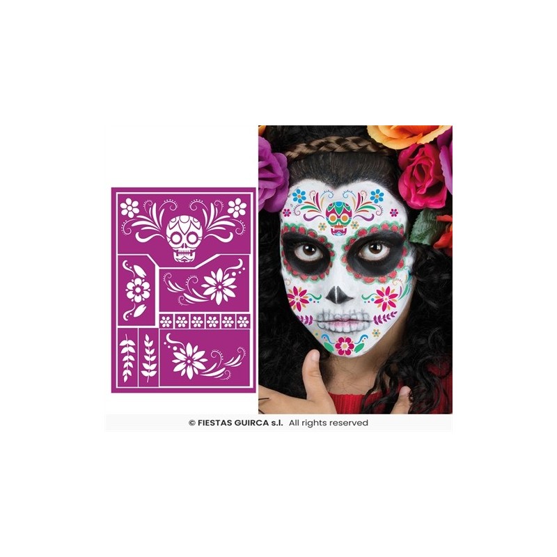 POCHOIR POUR MAQUILLAGE CATRINA HALLOWEEN 14 X 20 CM  POCHOIR POUR MAQUILLAGE CATRINA HALLOWEEN 14 X 20 CM