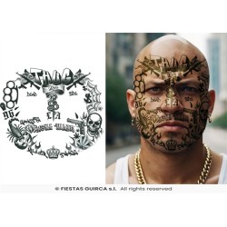 TATOUAGES EPHEMERES DE VISAGE THUG LIFE 30 X 13 CM