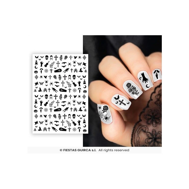 AUTOCOLLANT OU STICKER POUR LES ONGLES HALLOWEEN GOTHIQUE NOIR AUTOCOLLANT OU STICKER POUR LES ONGLES HALLOWEEN GOTHIQUE NOIR