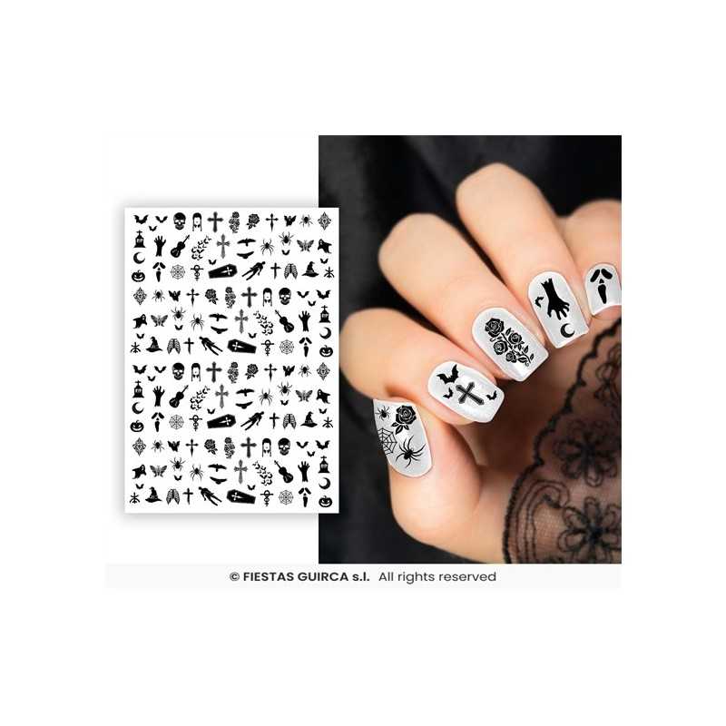 AUTOCOLLANT OU STICKER POUR LES ONGLES HALLOWEEN GOTHIQUE NOIR