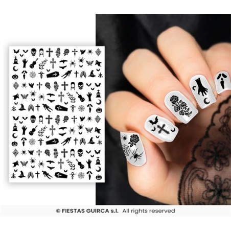 AUTOCOLLANT OU STICKER POUR LES ONGLES HALLOWEEN GOTHIQUE NOIR
