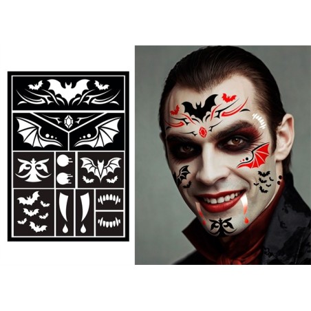 POCHOIR POUR MAQUILLAGE VAMPIRE HALLOWEEN 14 X 20 CM 