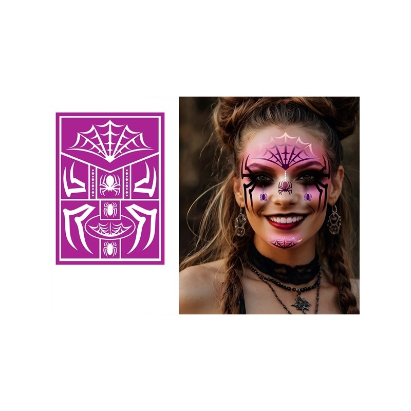 POCHOIR POUR MAQUILLAGE ARAIGNEE HALLOWEEN 14 X 20 CM  POCHOIR POUR MAQUILLAGE ARAIGNEE HALLOWEEN 14 X 20 CM