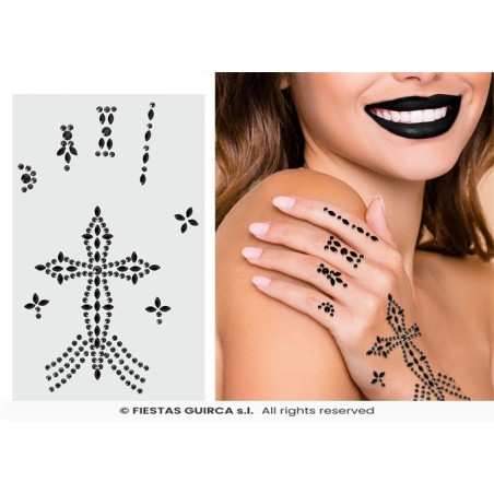 BIJOUX DE MAINS CROIX EN STRASS 11 X 18 CM