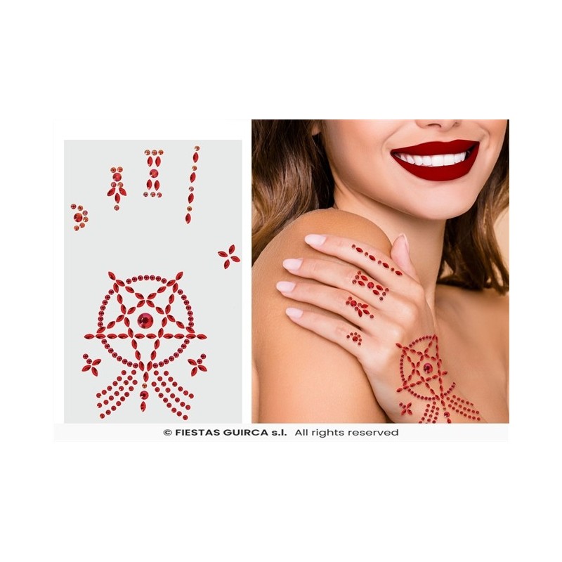 BIJOUX DE MAINS CROIX SATANIQUE ROUGE EN STRASS 11 X 18 CM BIJOUX DE MAINS CROIX SATANIQUE ROUGE EN STRASS 11 X 18 CM