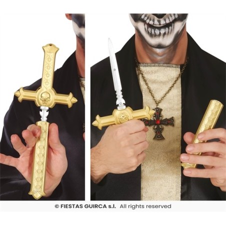 POIGNARD CACHE DANS UNE CROIX