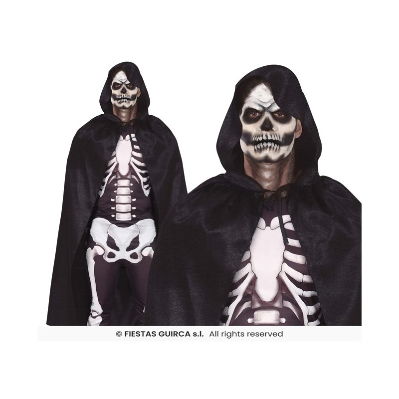 CAPE NOIRE AVEC CAPUCHE EN VELOUR 130 CM CAPE NOIRE AVEC CAPUCHE EN VELOUR 130 CM