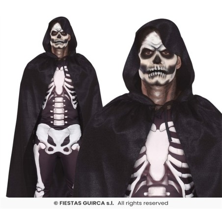 CAPE NOIRE AVEC CAPUCHE EN VELOUR 130 CM