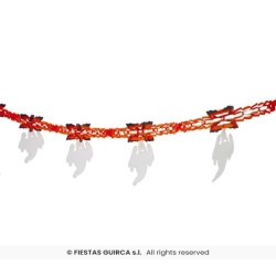 GUIRLANDE EN PAPIER FANTOMES NOIR ET ORANGE 13 CM X 3 M