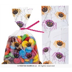 20 SACHETS EN PLASTIQUE ARAIGNEES HALLOWEEN 28 X 13 CM