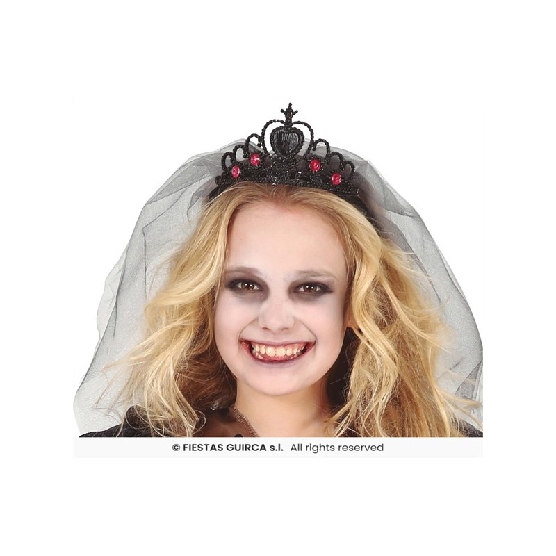 TIARE COURONNE DIADEME PRINCESSE OU MARIEE NOIRE AVEC VOILE TIARE COURONNE DIADEME PRINCESSE OU MARIEE NOIRE AVEC VOILE