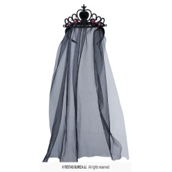 TIARE COURONNE DIADEME PRINCESSE OU MARIEE NOIRE AVEC VOILE