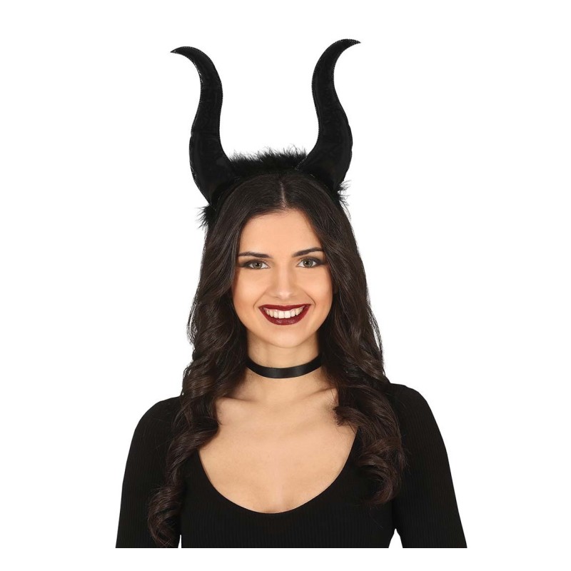 SERRE-TETE CORNE DE MALEFIQUE NOIRE AVEC PLUMETTIS OU DEMON NOIR SERRE-TETE CORNE DE MALEFIQUE NOIRE AVEC PLUMETTIS OU DEMON NOIR