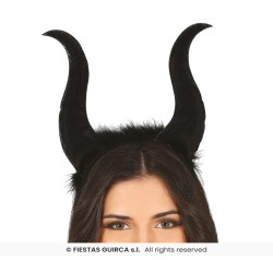 SERRE-TETE CORNE DE MALEFIQUE NOIRE AVEC PLUMETTIS OU DEMON NOIR