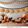 GUIRLANDE EN PAPIER TETES DE CITROUILLE NOIR ET ORANGE 16 CM X 3 M