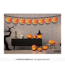 GUIRLANDE EN PAPIER TETES DE CITROUILLE NOIR ET ORANGE 16 CM X 3 M