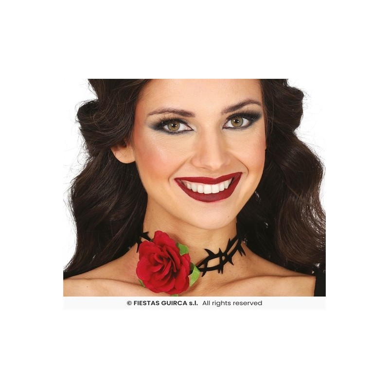 TOUR DE COU ROSE ROUGE AVEC RUBAN NOIR TOUR DE COU ROSE ROUGE AVEC RUBAN NOIR