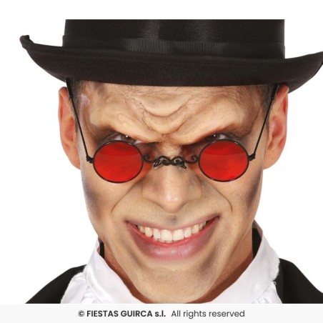 LUNETTES VAMPIRE VERRES RONDS ROUGE