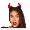 SERRE-TETE CORNES DE DIABLE OU DEMON ROUGE + PLUMETTIS NOIRS SERRE-TETE CORNES DE DIABLE OU DEMON ROUGE + PLUMETTIS NOIRS