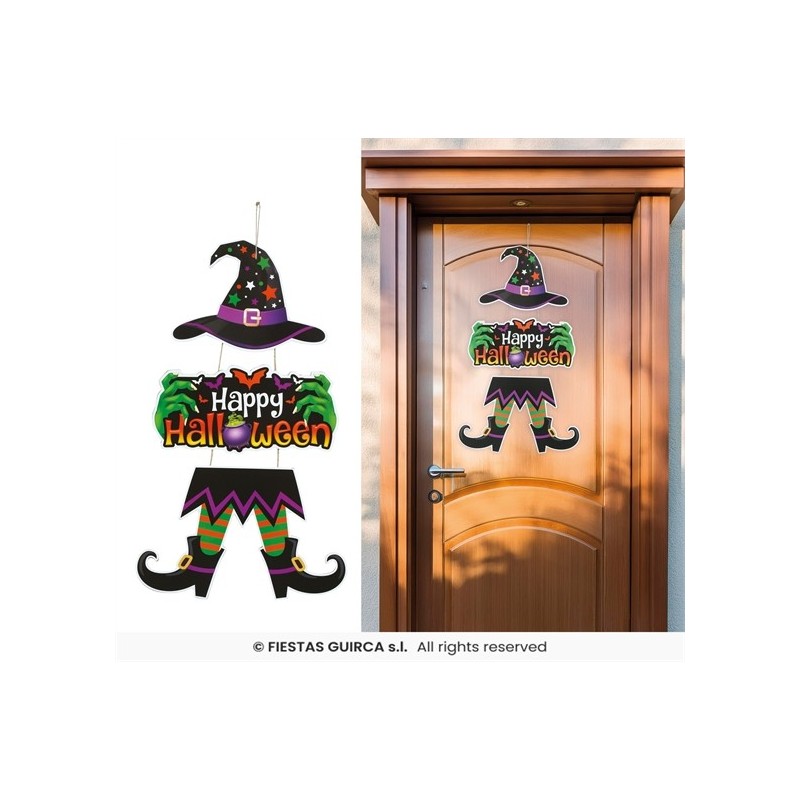 DECORATION DE PORTE PANNEAU EN BOIS SORCIERE EN 3 PARTIES POUR HALLOWEEN DECORATION DE PORTE PANNEAU EN BOIS SORCIERE EN 3 PARTIES POUR HALLOWEEN