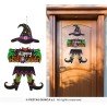 DECORATION DE PORTE PANNEAU EN BOIS SORCIERE EN 3 PARTIES POUR HALLOWEEN