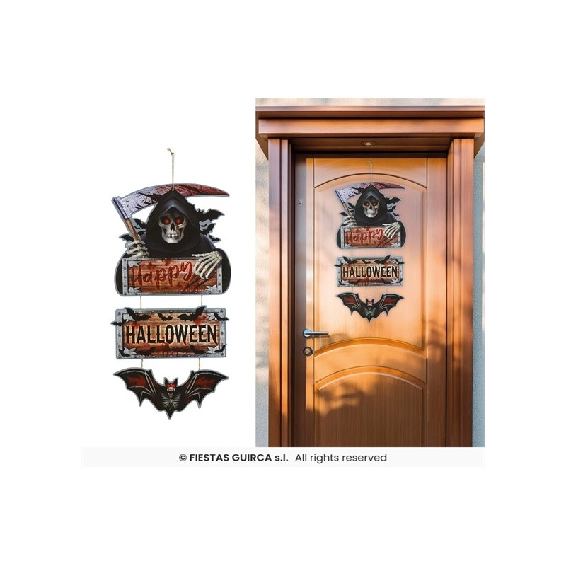 DECORATION DE PORTE PANNEAU EN BOIS FAUCHEUSE EN 3 PARTIES POUR HALLOWEEN DECORATION DE PORTE PANNEAU EN BOIS FAUCHEUSE EN 3 PARTIES POUR HALLOWEEN