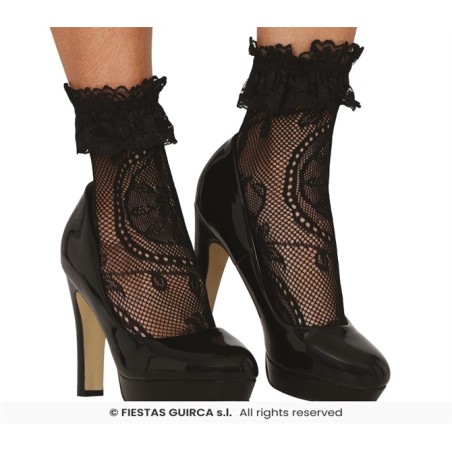 2 CHAUSSETTES NOIRES COURTES DENTELLES HALLOWEEN