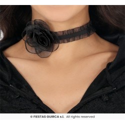 COLLIER RAS DE COU AVEC ROSE NOIRE