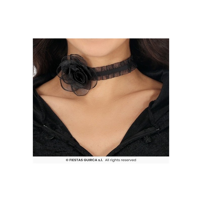 COLLIER RAS DE COU AVEC ROSE NOIRE COLLIER RAS DE COU AVEC ROSE NOIRE