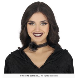 COLLIER RAS DE COU AVEC ROSE NOIRE