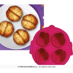 MOULE A GATEAUX EN SILICONNE 4 CERVEAUX HALLOWEEN 