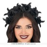 DIADEME SERRE TETE FLEURS ROSES NOIRES HALLOWEEN