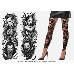 COLLANT EFFET TATOUAGE VAMPIRE JOKER ET MALEFIQUE TAILLE ADULTE
