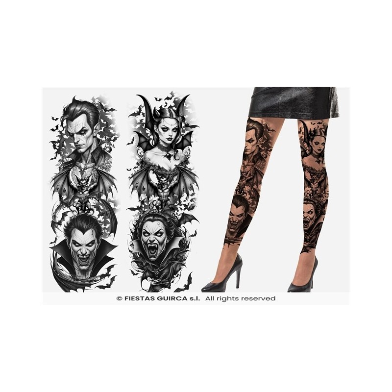 COLLANT EFFET TATOUAGE VAMPIRE JOKER ET MALEFIQUE TAILLE ADULTE COLLANT EFFET TATOUAGE VAMPIRE JOKER ET MALEFIQUE TAILLE ADULTE