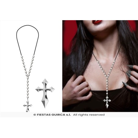 COLLIER CHAPELET EN METAL AVEC CROIX POUR MOINE OU CURE