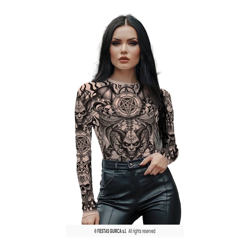 T-SHIRT OU BODY EFFETS TATOUAGES ADULTE TAILLE 38-40